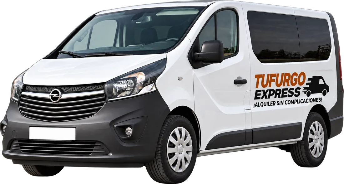 Furgoneta Opel Vivaro de alquiler rotulada Tufurgo Express en Murcia